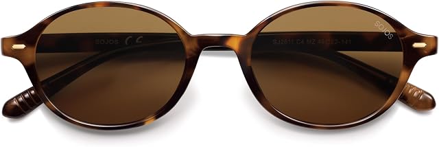 SOJOS Retro Oval Round Lunettes de soleil polarisés Femmes Hommes, Petite Chic Vintage Trendy Sunnies SJ2611