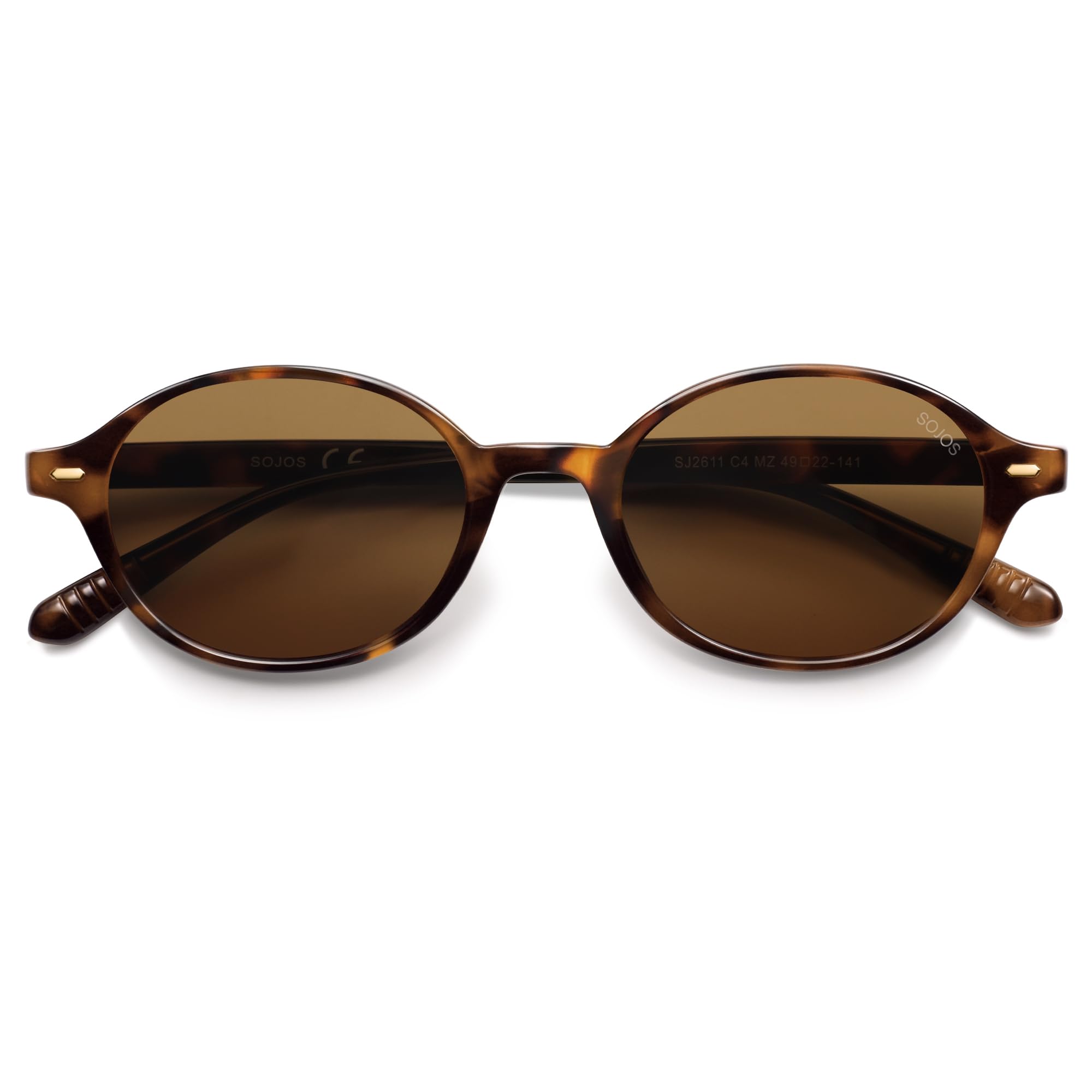 SOJOS Retro Oval Round Polarized Sunglasses Womens Mens Small Chic Vintage Trendy Sunnies SJ2611