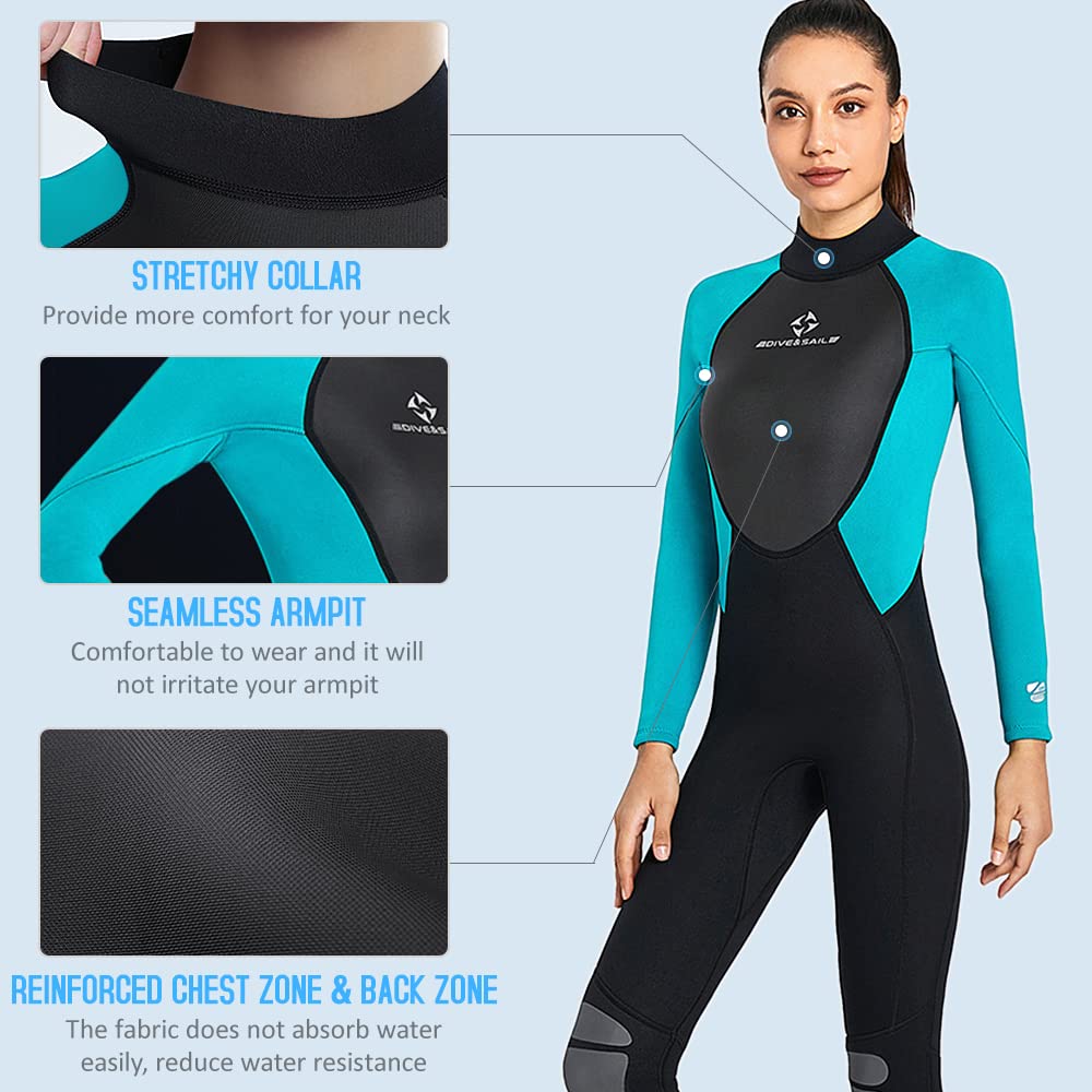 Traje de Neopreno de 3 mm para Mujer, Traje de Buceo de Cuerpo Completo para esnórquel, Surf