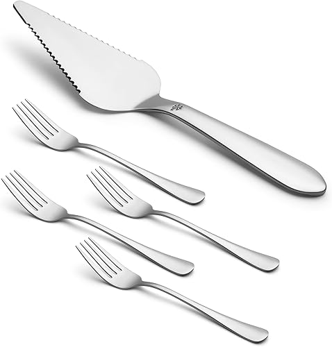 Miniatura 11 de Juego de Corte de Pastel para Boda, Elegante Juego de Cuchillo y Servidor de Pastel con Bordes Redondeados de Acero Inoxidable Engrosado, Cortador