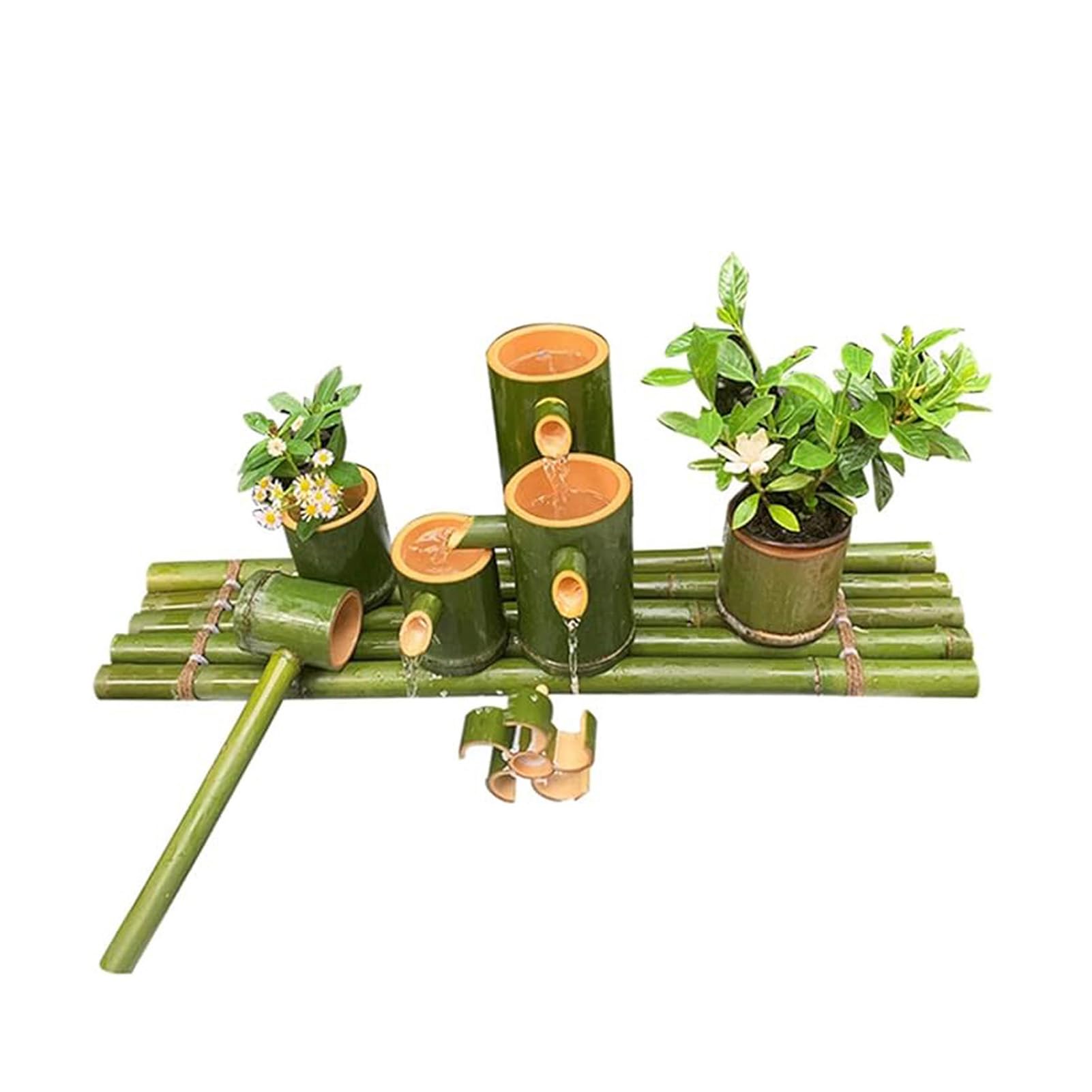 asdchZen Solar Water Pump Fountain, Handmade Bamboo Fountain Kit, Outdoor Freestanding Fountains, Water Circulation Fountain, For Bird Bath, Garden, Balcony, Lawn, Pond, 28In,16in(40cm)