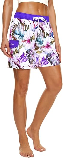 unitop Womens Bathing Boardshorts Swim Shorts Quick Dry with Lining