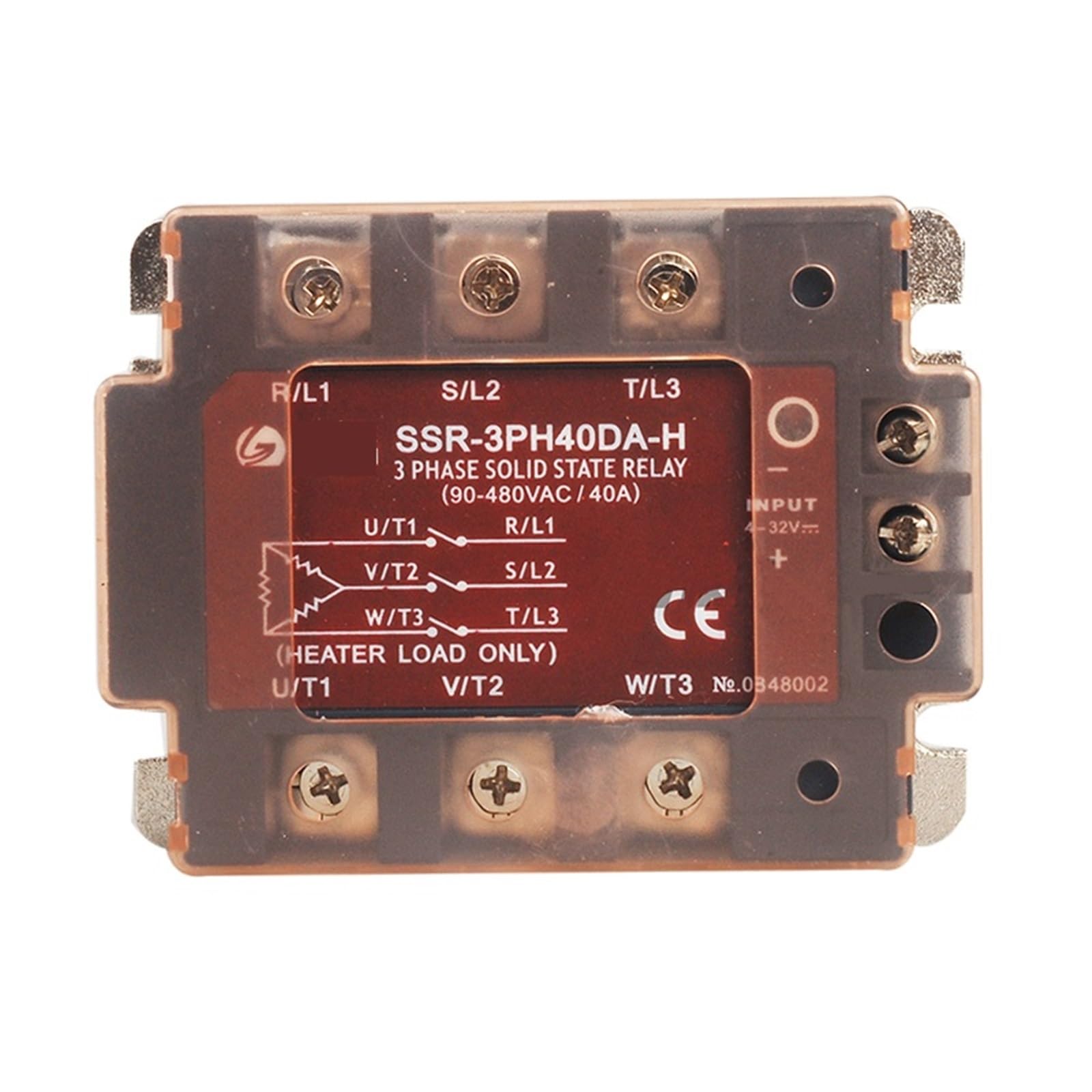 SSR-3PH40DA-H Three Phase Solid State Relay AC 5V 12V 24VDC Input Output 480VAC 10A 25A 40A 60A LED SSR Control Relay Board(10A)