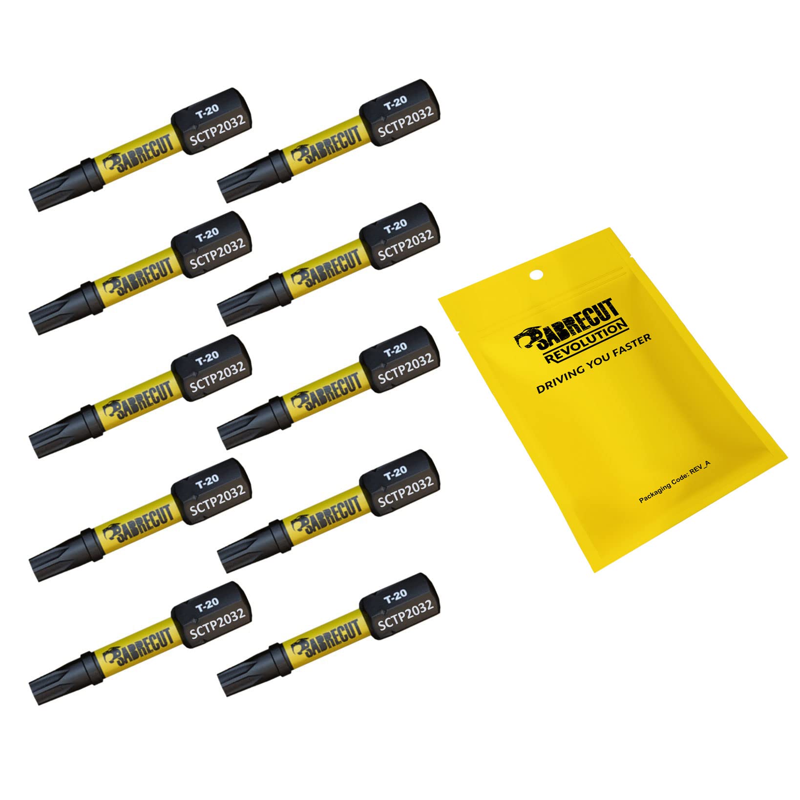 Sabrecut 10 X Sctp2032_10 32Mm T20 Tx20 Torx Tamper Proof Security Magnetic Impact Screwdriver Driver Bits Set Heavy Duty