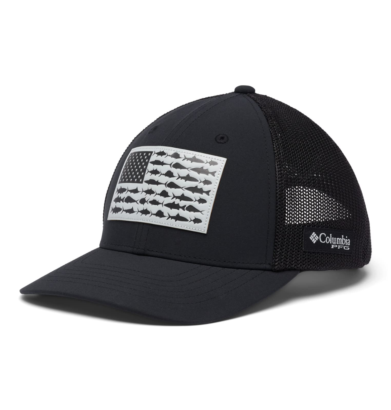 Columbia Men's Mesh Tree Flag Ball Cap, Black, Small/Medium