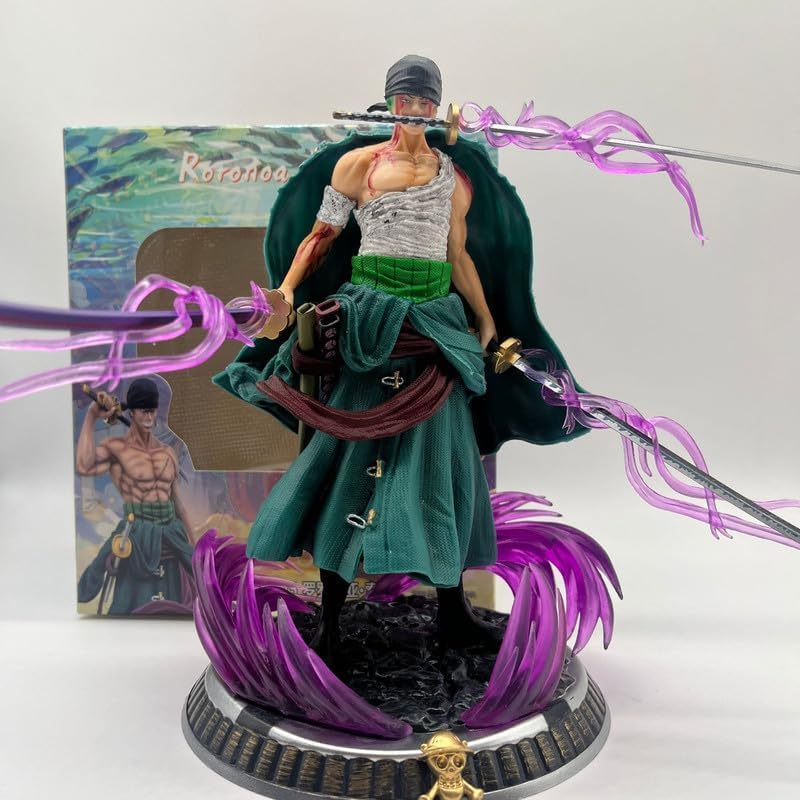 Image of Lefan Action Figure Limited Edition for Home Decors, Office Desk,Study Table Car Dashboard Attractive Lightweight Durable Home & Office Decoration Gift (Anime Standing Zoro with Flare)