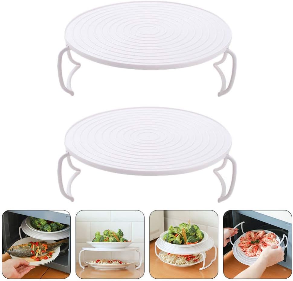 Cabilock Microwave Plate Stacker 2pcs Microwave Oven Tray Rack Kitchen Accessory