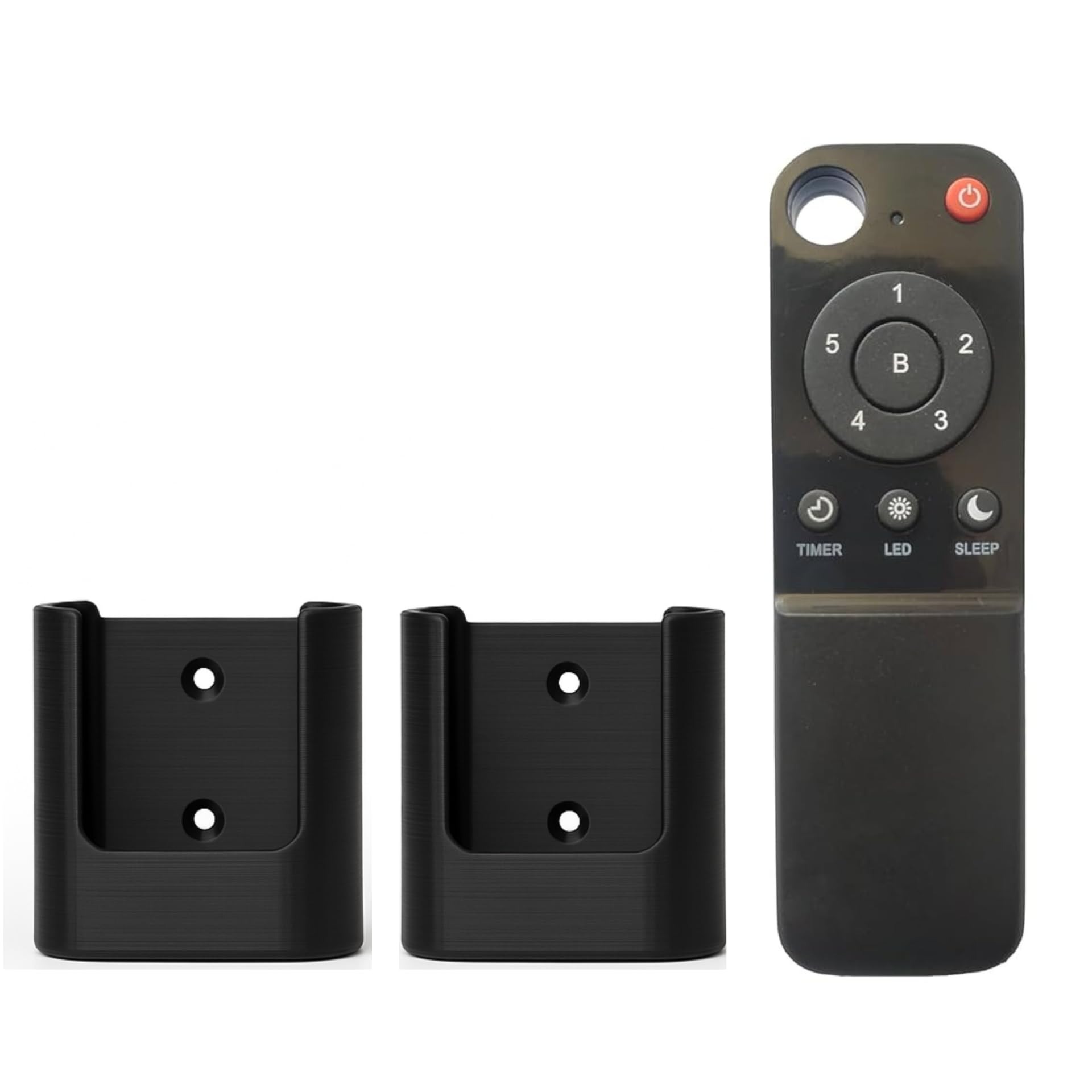 Fun Fry Universal Atomborg Fan Remote Stand Holder Wall Mount Bracket, Black/White/Gray, 5 cm x 4 cm x 2 cm, 2-Hole Design