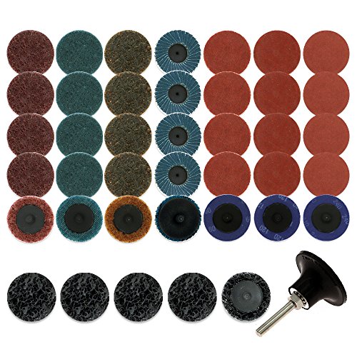 41Pcs Sanding Discs Set,2 inch Quick Change Discs, Roloc Surface Conditioning Discs, with 1/4 inch Tray Holder--by Coceca