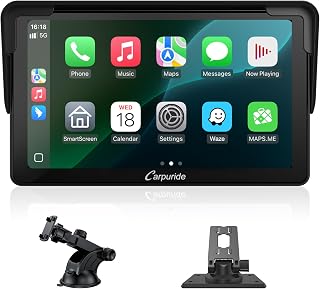 Carpuride V3 Draagbare Draadloze Carplay & Android Auto, 7 Inch 1080P HD touchscreen radio met BT 5.0, Mirror Link, lichtgevoelige ondersteuning Vrachtwagen RV Dashmontage