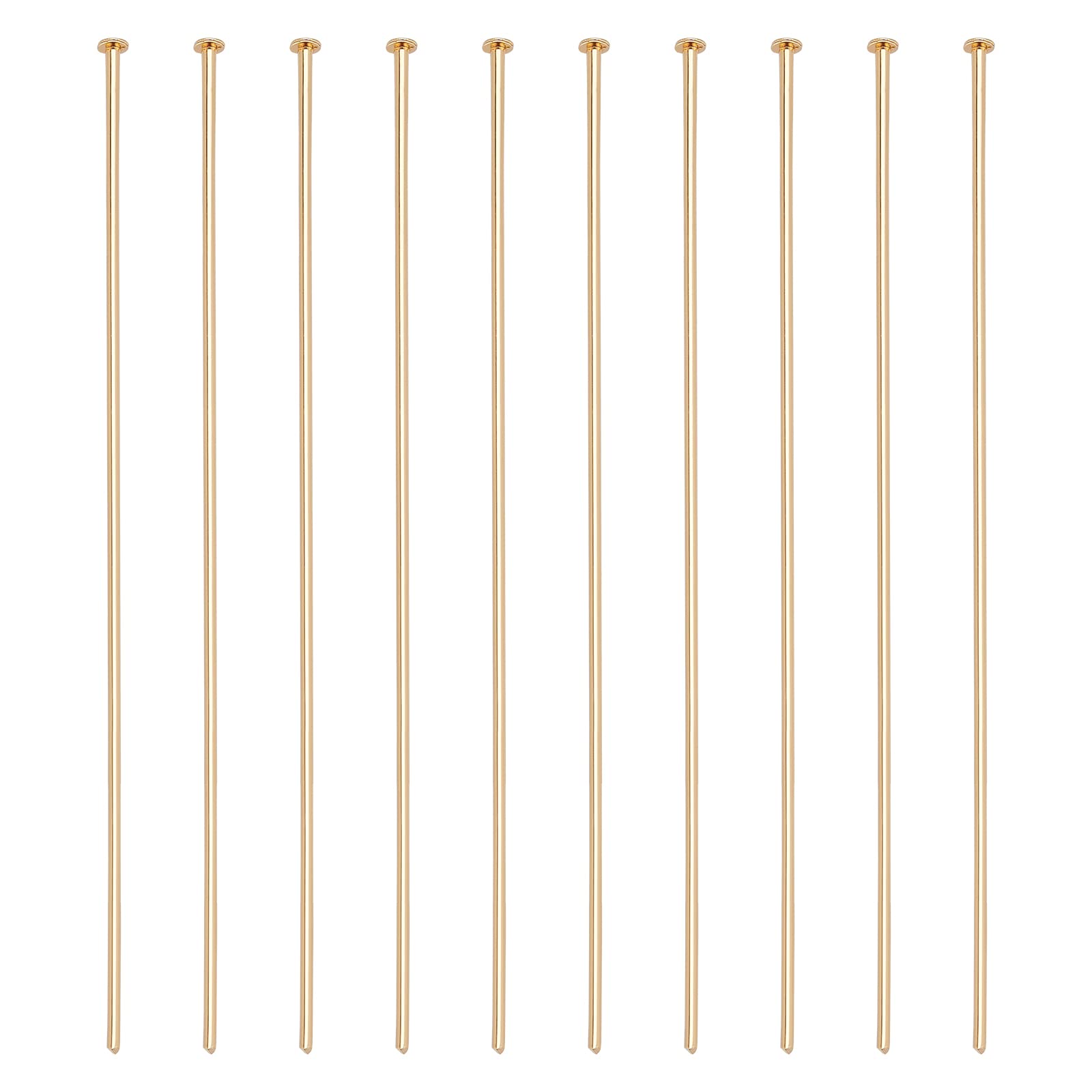 Épingles à tête plate en laiton plaqué or 18k durables pour créations joaillières