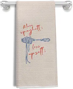 Funny Italian Kitchen Towels-Spaghetti Tea & Hand Towels for Kitchen & Bathroom Decor,More Spaghetti Less Upsetti Italian Dish Towels for Kithen,16x24 Inch