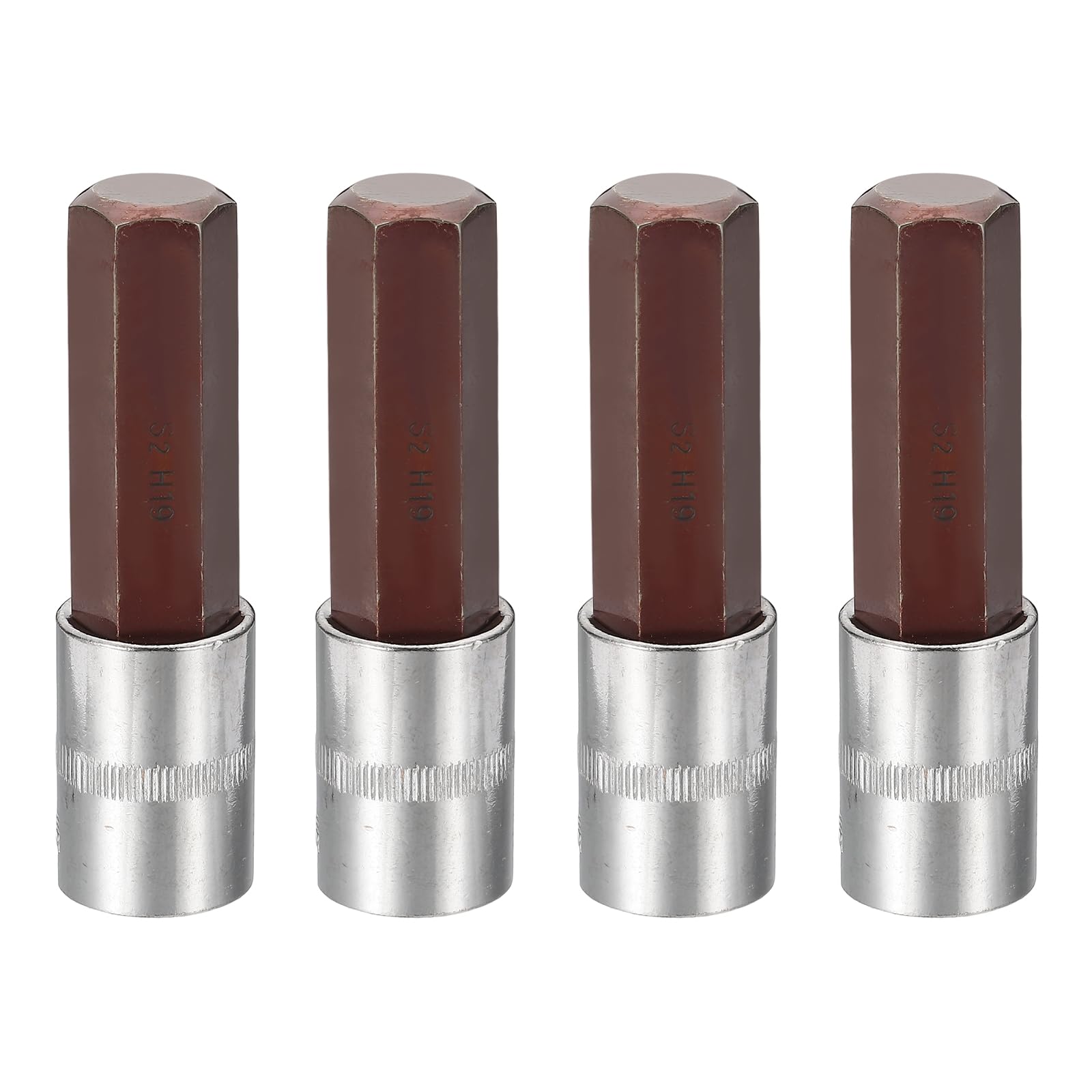 sourcing map 4Pcs Hex Bit Socket 1/2" Drive H19 S2 Steel Hexagonal Head Long Screwdriver Drill Bits CR-V Steel Socket Adapter for Home Auto Axle Hex Nuts Bolts Repair