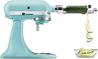 Vista 90 de KitchenAid KSM150PSAC Artisan Series - Batidora de pie con capacidad de 5 cuartos o 4.7 litros, incluye escudo vertedor Azul hielo