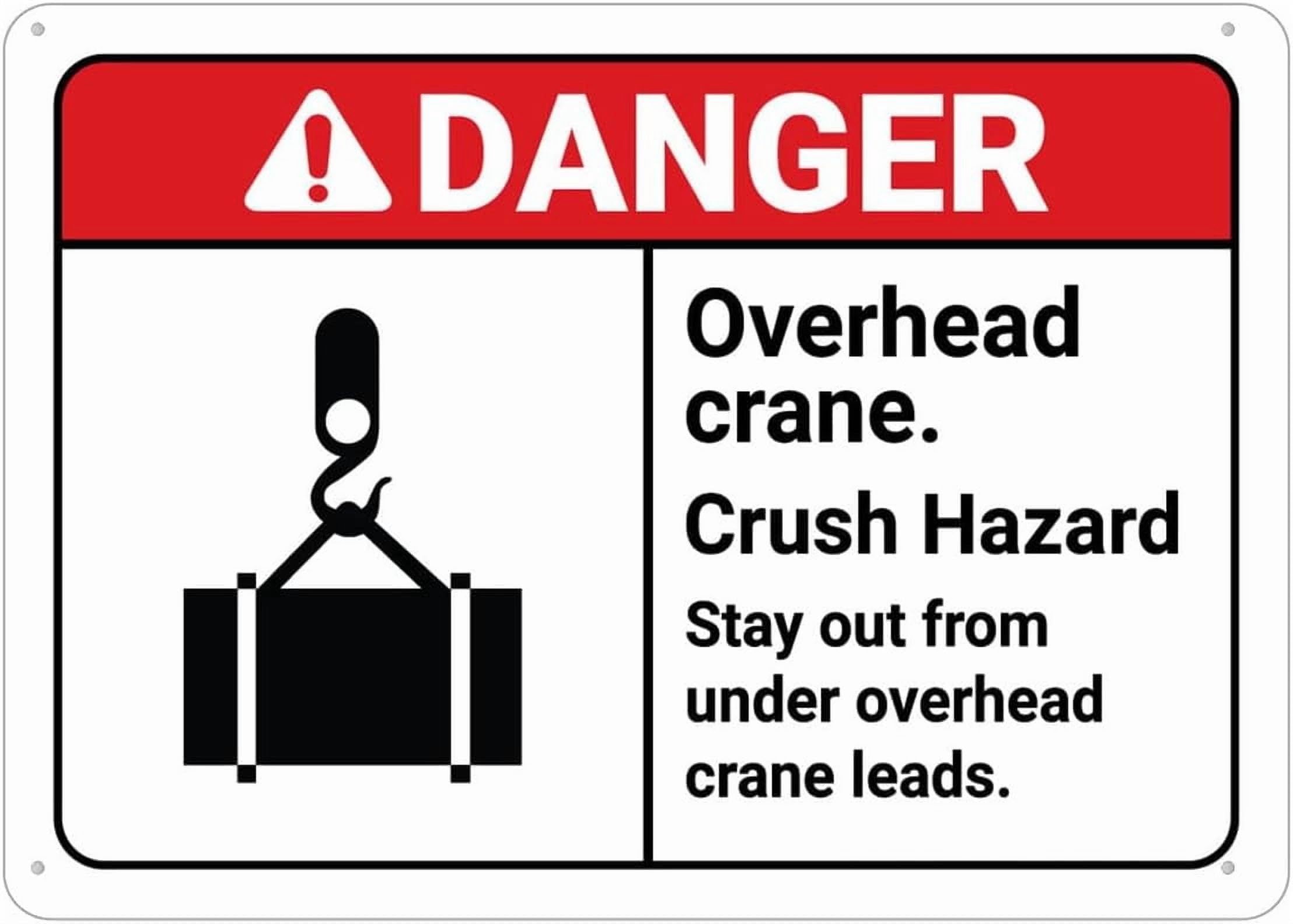 (2-Pack) Metal Tin Sign Sign Danger Overhead Crane Crush Hazard 8"x12" Rust Free Pre-Drilled