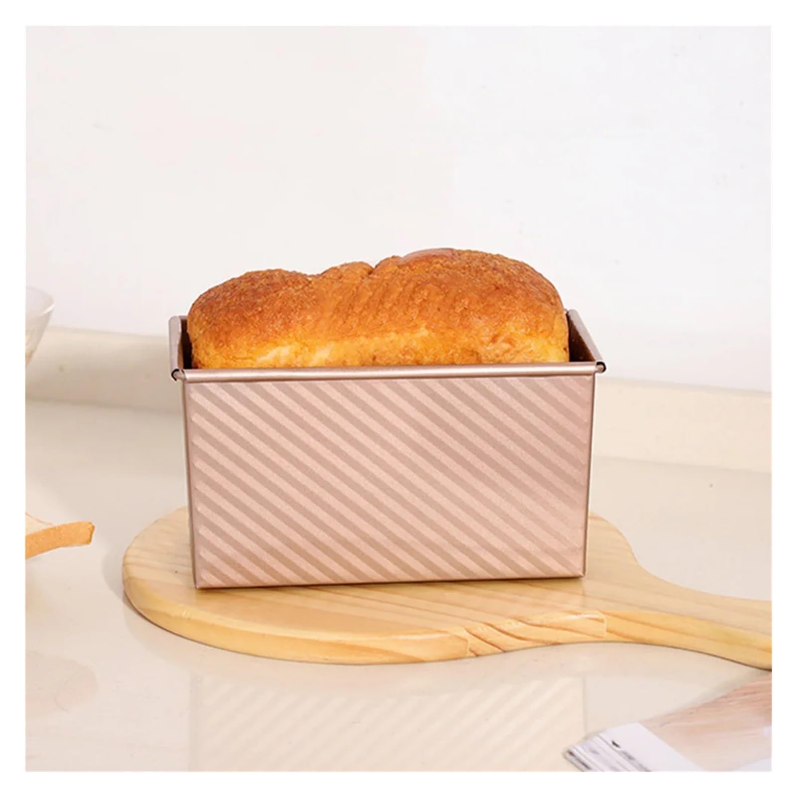 Generisch 1 Stück rechteckige Kastenform mit Deckel, Brot-Backform, Kuchen, Toast, antihaftbeschichtete Box, aluminisierter Stahl(Rose S)