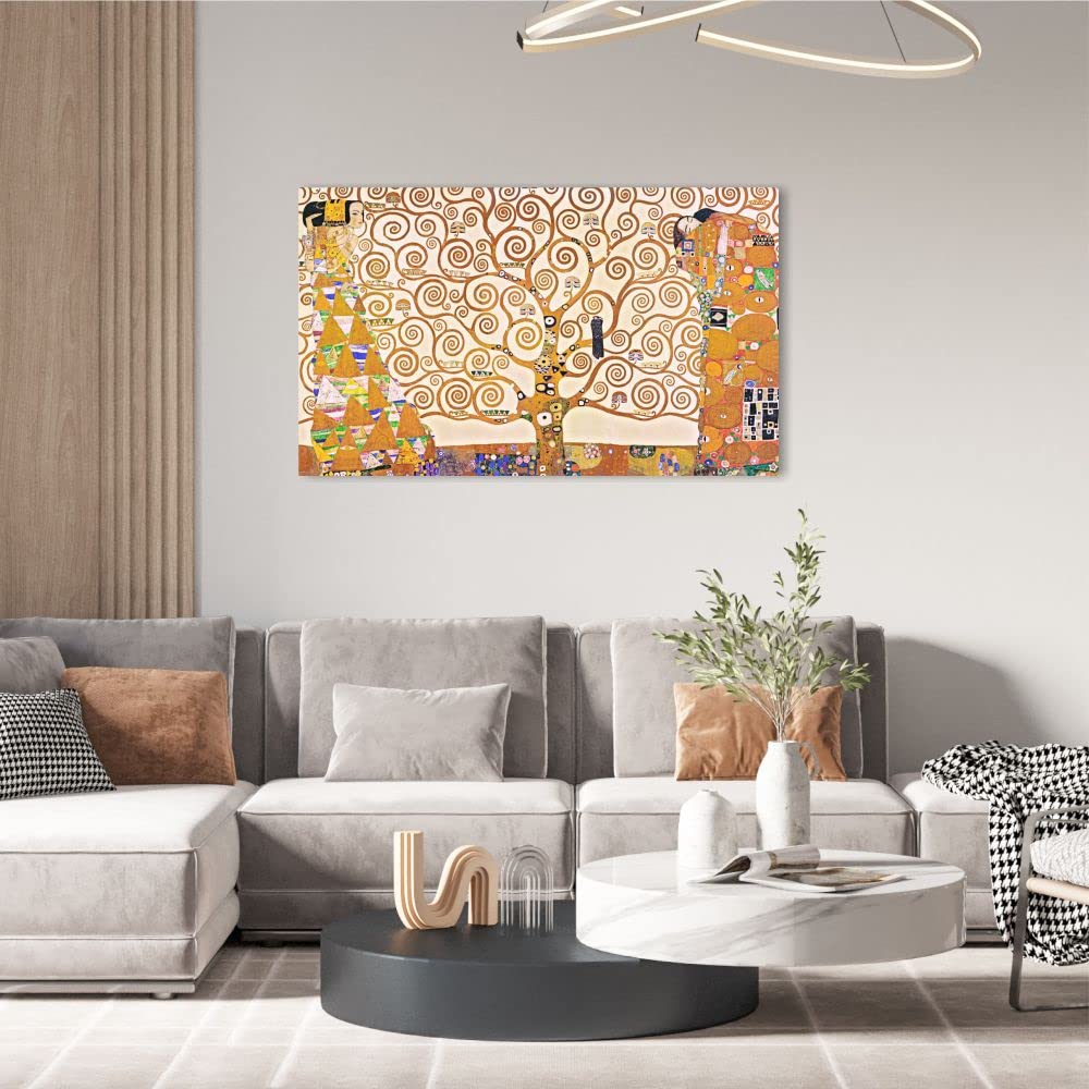 Quadri L&C ITALIA Klimt Albero della vita 100 x 60 Quadro Moderno Soggiorno Camera da Letto Stampa su Tela Canvas