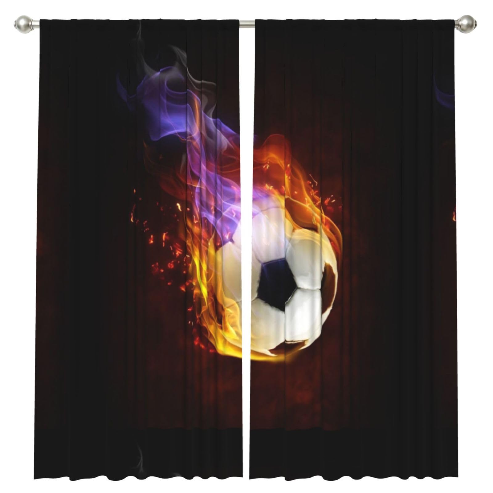 InOmak Fire Football, 2 Panels Window Curtains 52 x 84 Inch Blackout Curtains for Living Room Bedroom