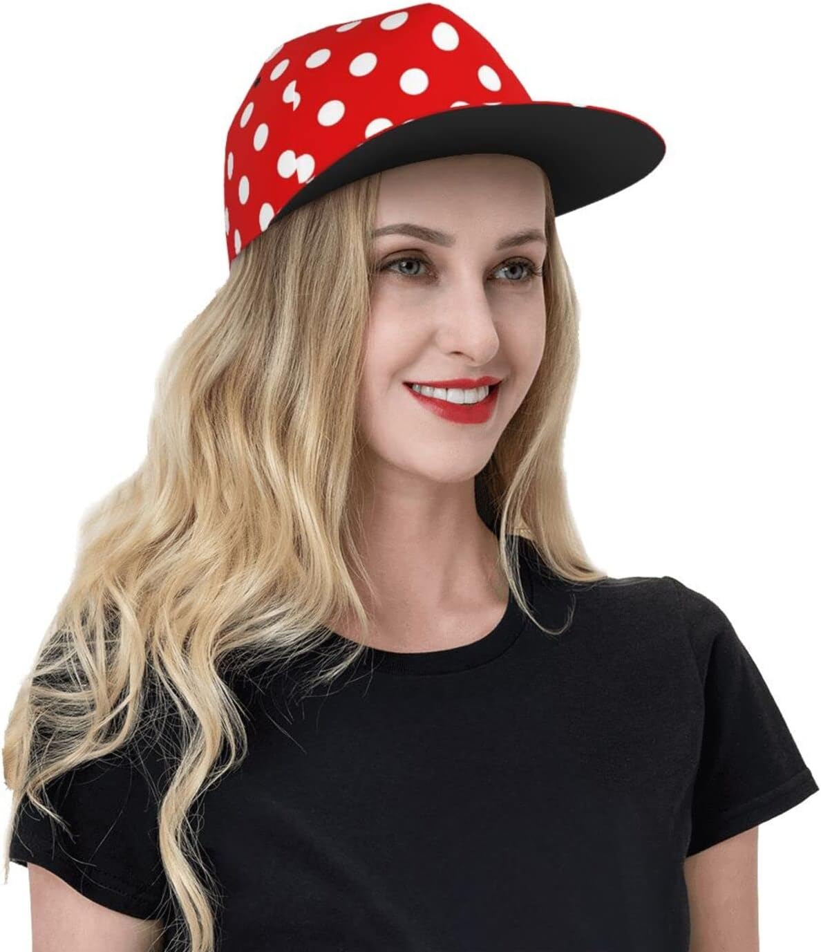ASYG Cute Red and White Polka Dot Baseball Caps for Outdoor Sports Fashion Polka Dot Hats Women's Polka Dot Adjustable Cap - Image 8