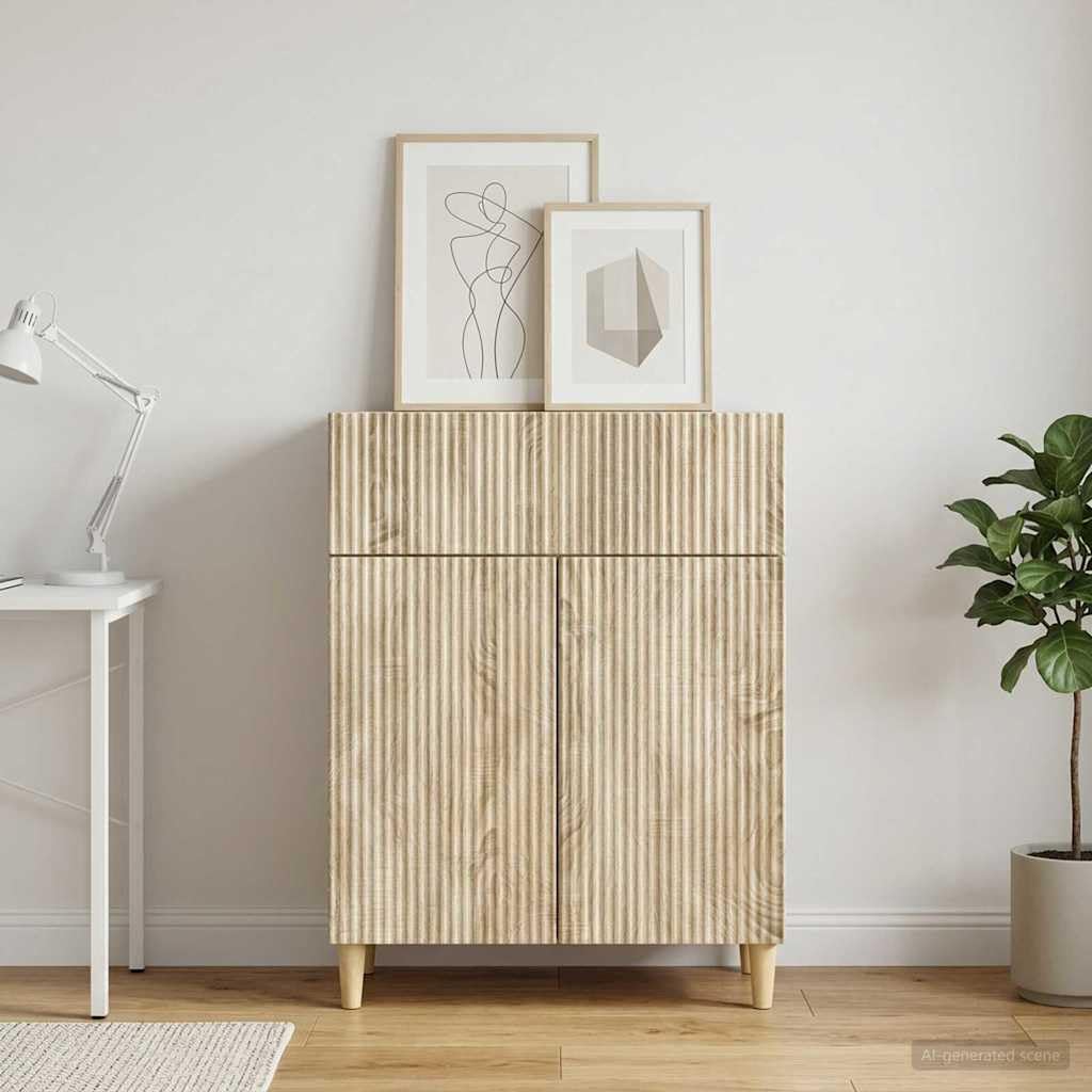 Madera ingeniería estilo vintage Aparador Moderno Marrón 66 x 34 5 x 90 cm | Aparador Roble Sonoma 66 x 34,5 x 90 cm Madera Ingeniería Vintage Almacenaje Salón Comedor Puertas Cajón