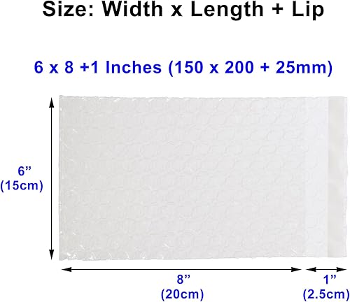Miniatura 9 de TOJYXSY Bolsas de Burbuja Transparentes 100 PCS 3" x 3.5"+1" Pulgadas (8 x 9+0.8in) Lisas en ambos lados Bolsas de Embalaje de Plástico Sellado
