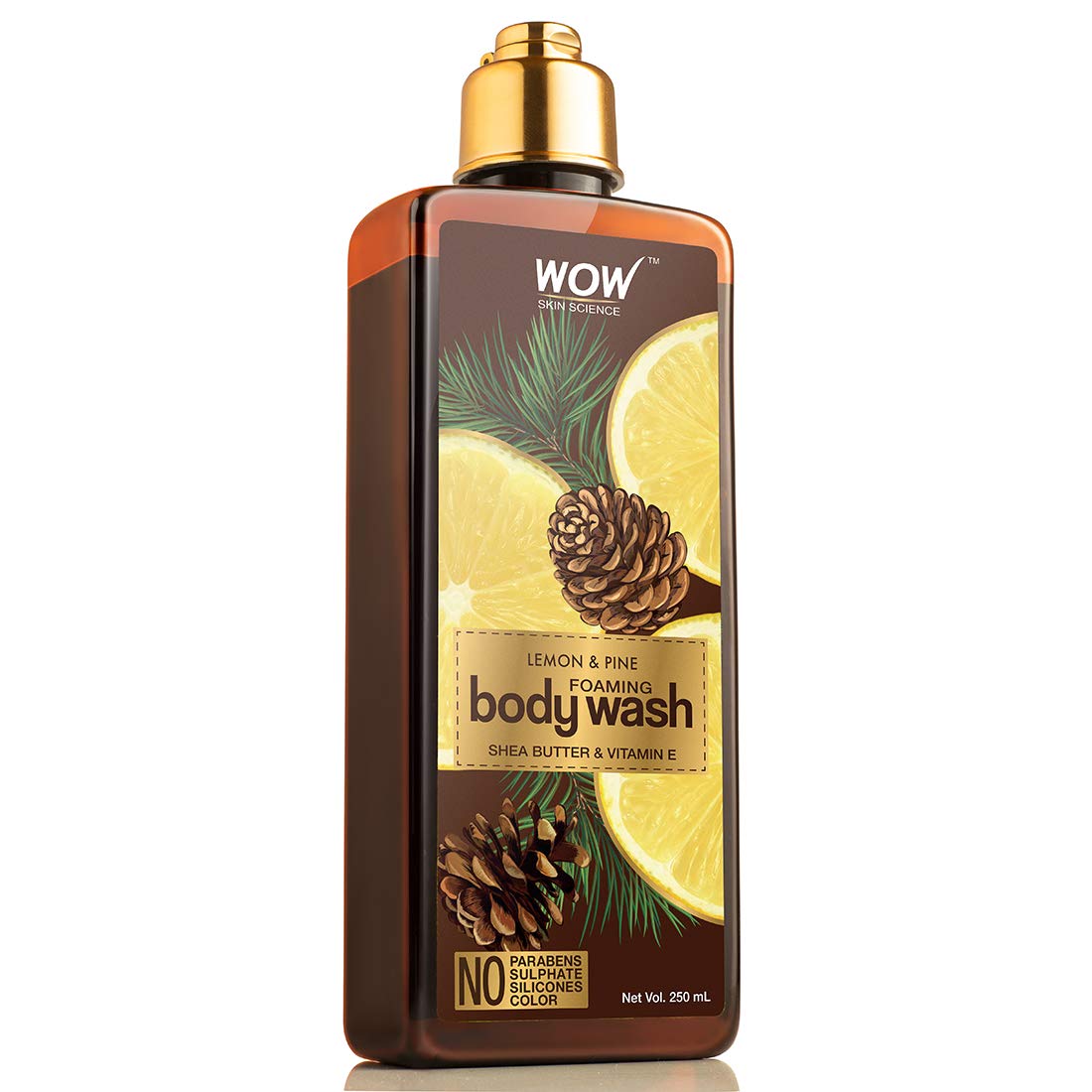 WOW Skin Science Lemon & Pine Foaming Body Wash - No Parabens, Sulphate, Silicones & Color, 250 ml