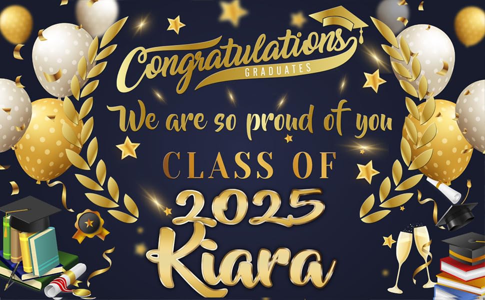 Banner di laurea personalizzato Classe del 2025, sfondo fotografico per