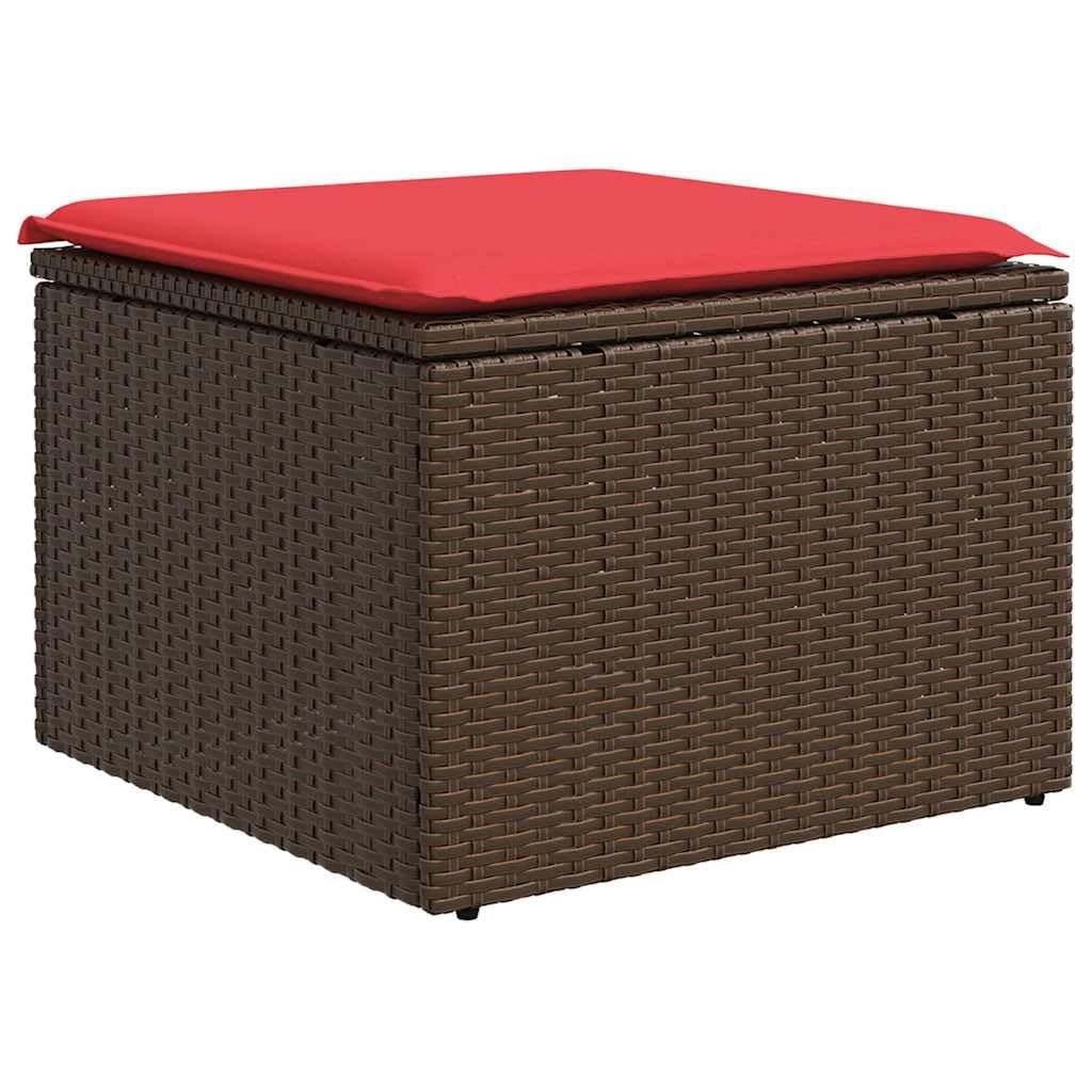 Set Divani da Giardino 7 pz con Cuscini Marrone in Polyrattan resistente all'esterno per terrazza, patio e veranda, arredo lounge modulare e impilabile per relax e pranzo all'aperto