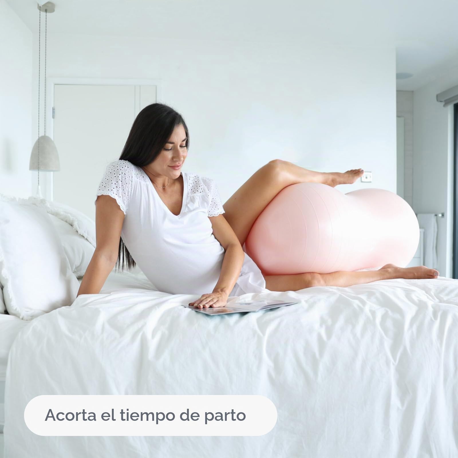 BABYGO® Pelota de maní para ejercicios de parto, nacimiento, embarazo, pelota de parto, libro de ejercicios de maternidad y bomba de pie incluidos, antiexplosión