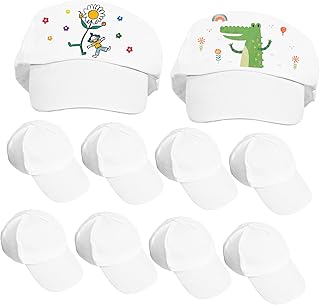 CLISPEED 10 Piezas Gorra Infantil con Visera Caps para Pintado Sombrero De Camionero Bricolaje Cima Sombrero De Bricolaje para Padres e Hijos Chico Pintar Juventud Blanco Algodón