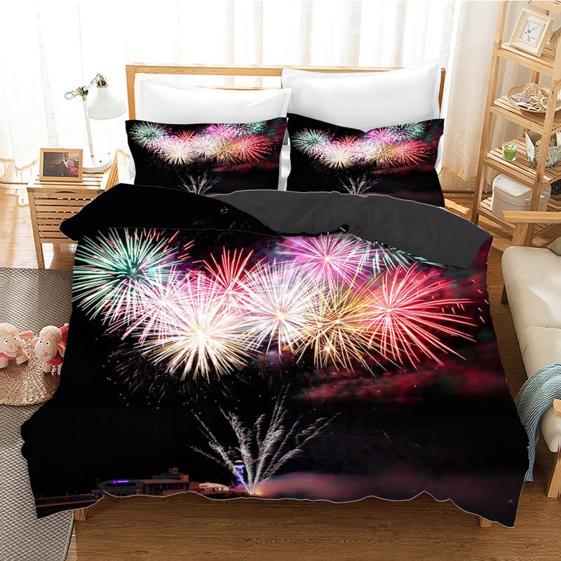 Cadeau personnalisé garçons filles : housse de couette feux d'artifice 90x190 et sa taie