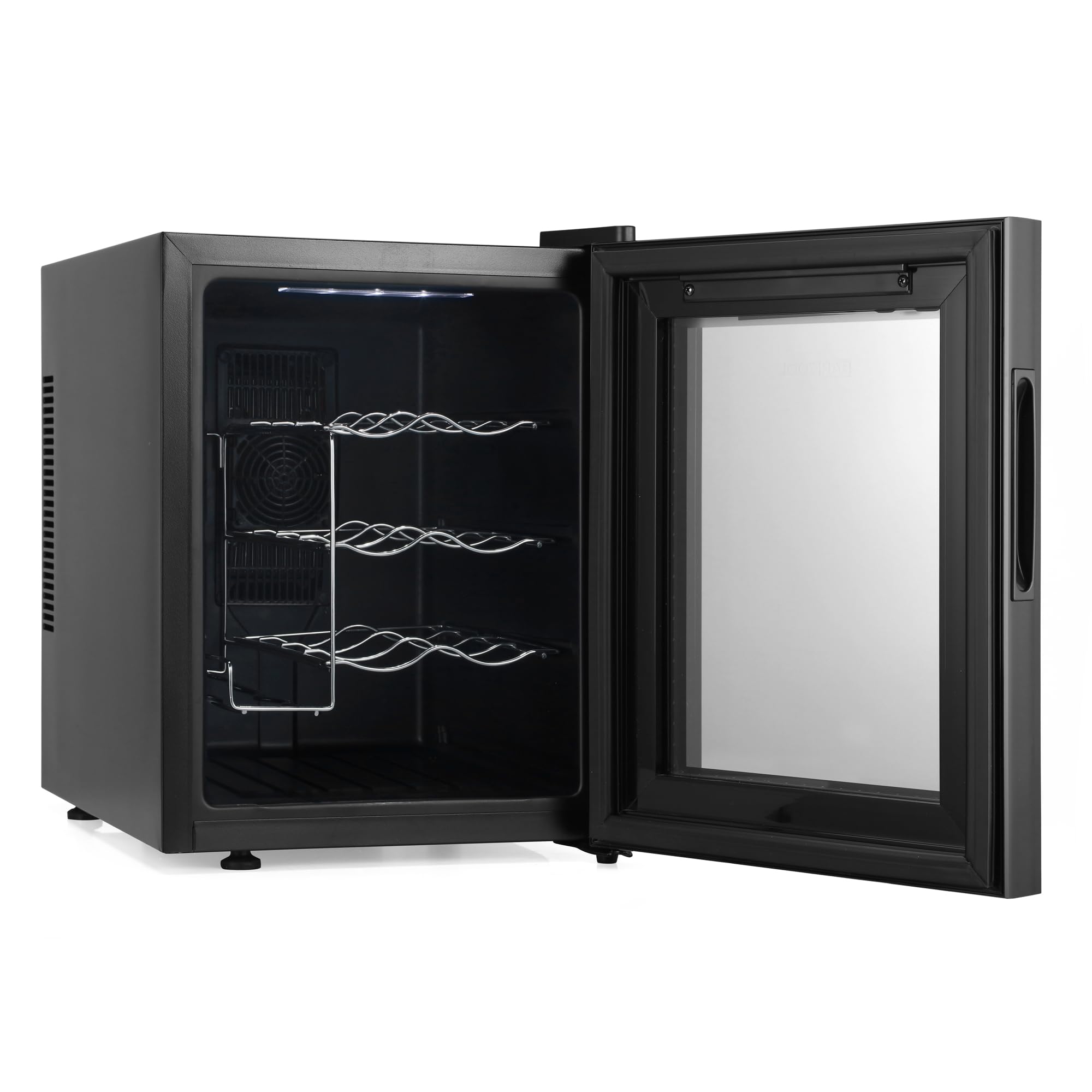 Barcool VINO12 – Table-Top Wine Fridge Black | 5-18°C | Wine Cooler | LED + Digital Display | Glass Door Drinks Cellar | Single-Zone