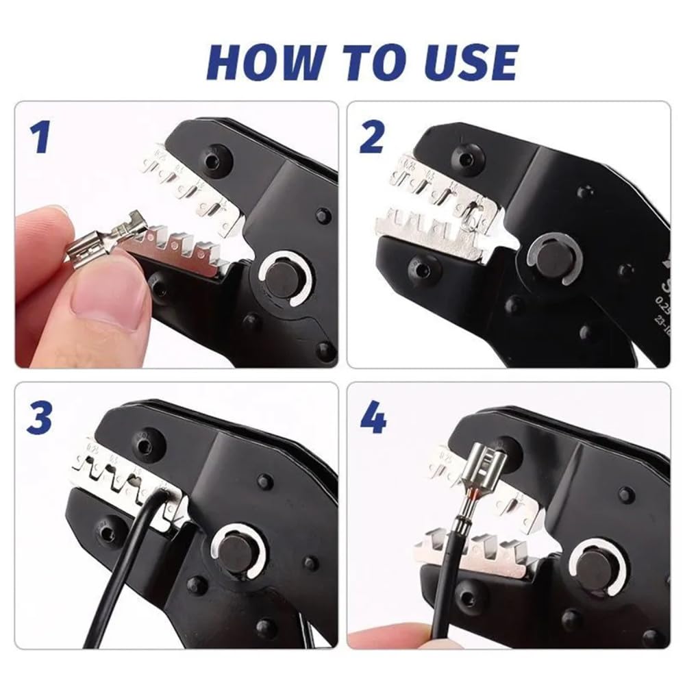 Kit di crimpatura con borsa, pinza crimpatrice con 6 matrici intercambiabili, gamma di crimpatura regolabile, pinza crimpatrice multifunzione per diversi tipi di terminali a crimpare