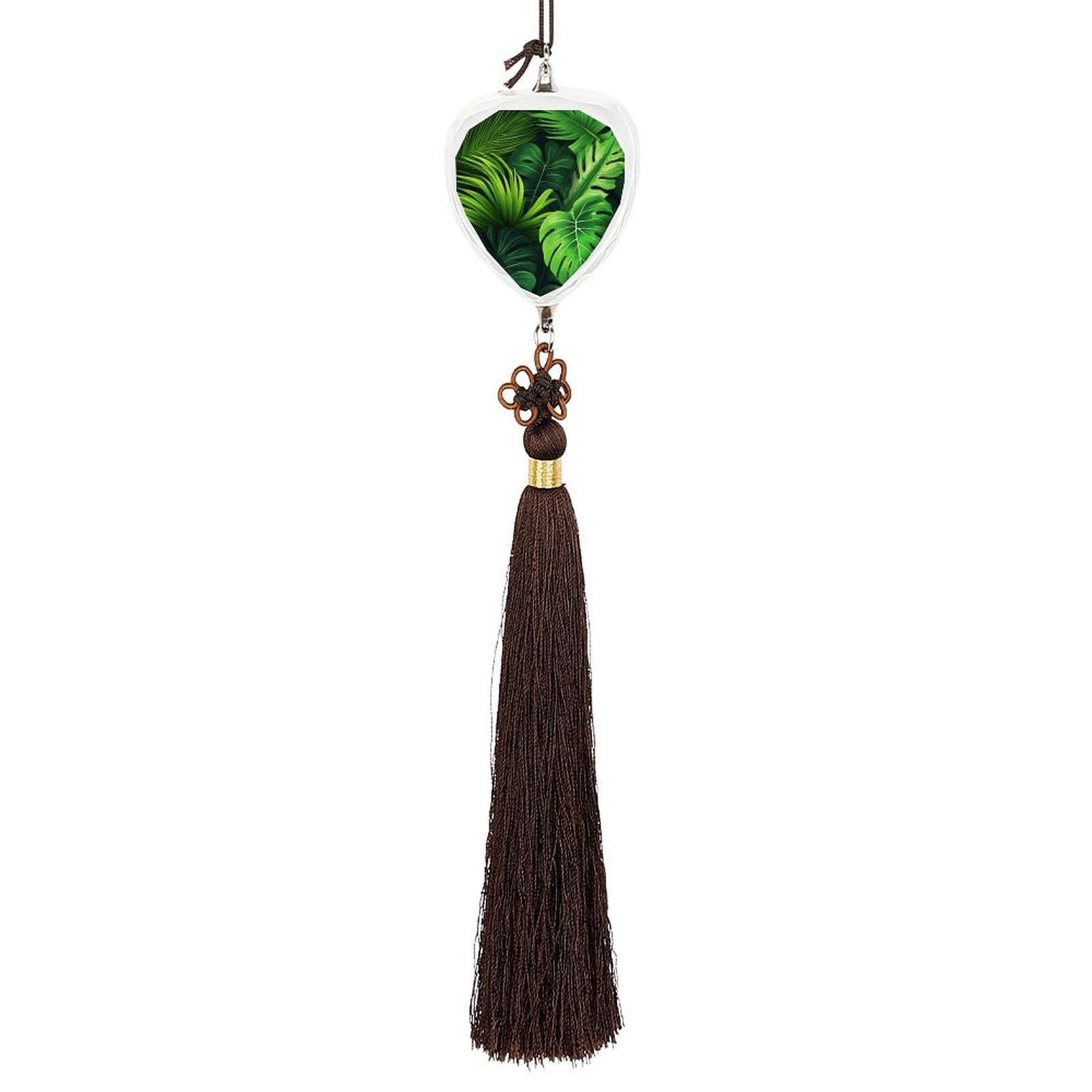 Crystal Auto Pendant Charms Love Crystal Car Rear View Mirror Charms Tropical Leaves Auto Hanging Interior Ornament Pendant Car Interior Accessories for Women Men CarCharms Decor