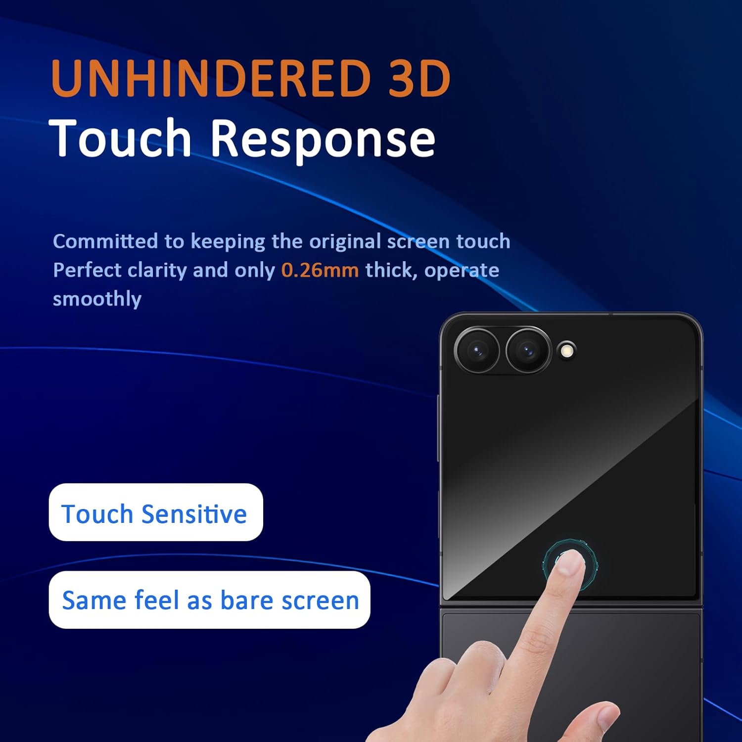 (3+2 Pack) Privacy Screen Protector for Samsung Galaxy Z Flip 7 + Aluminum Metal Circle Camera Lens Protector,Anti-spy,9H Shatterproof, Bubble-Free, Case Friendly for Galaxy Z Flip 7 - Image 2