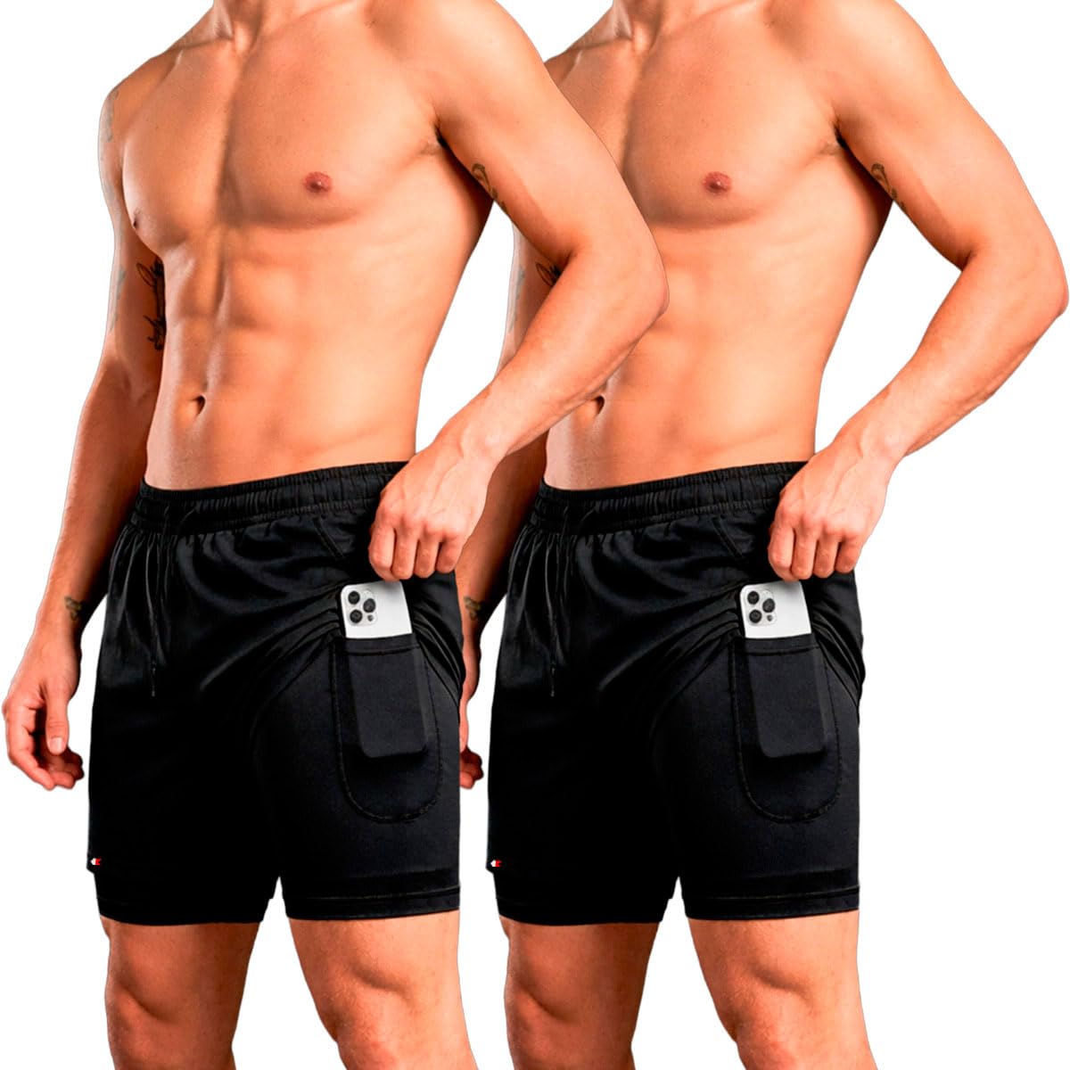 Kit 2 Shorts Bermuda Compressão 2 Em 1 Sandrini Masculino Academia