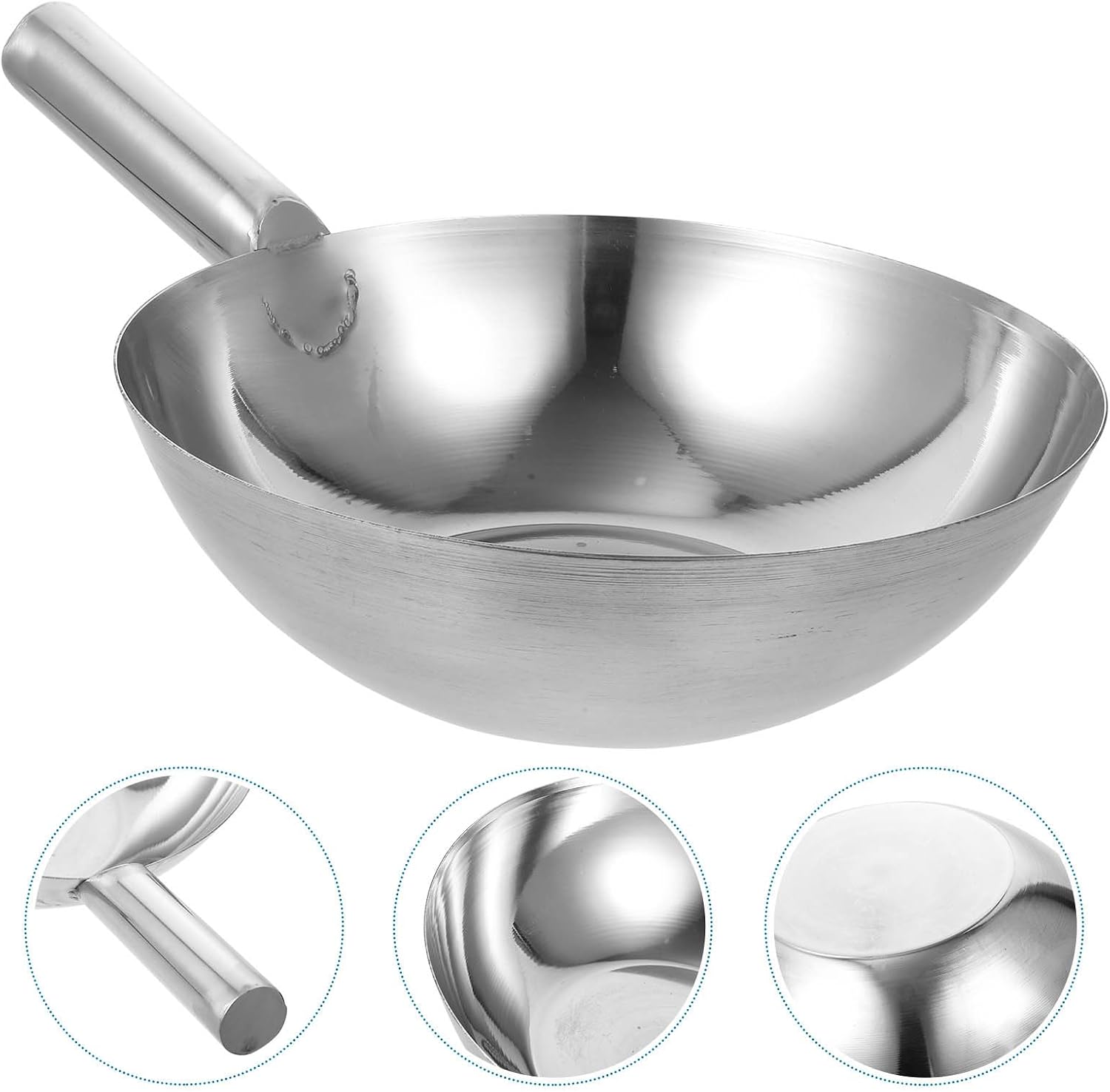 BESPORTBLE Stainless Steel Large Water Ladle Thickened Kitchen Soup Spoon Sturdy Wok Ladle for Home Cooking and Food Mixing