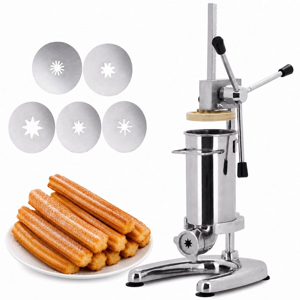 Machine à Churrera Espagnole Verticale en Acier Inoxydable, Machine De Remplissage Manuelle Acier Inoxydable, Base Stable, Large Et AntidéRapante 3L