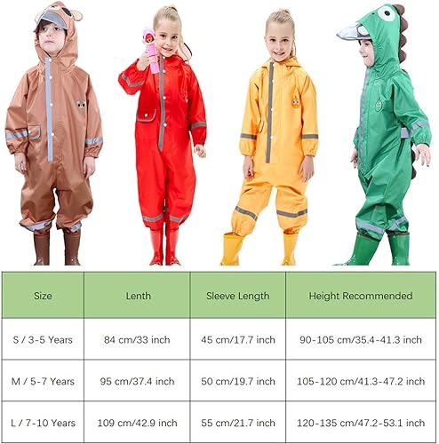 Miniatura 7 de Traje de lluvia para bebé con capucha, impermeable, traje de lluvia de una pieza para niños (3-10 años)