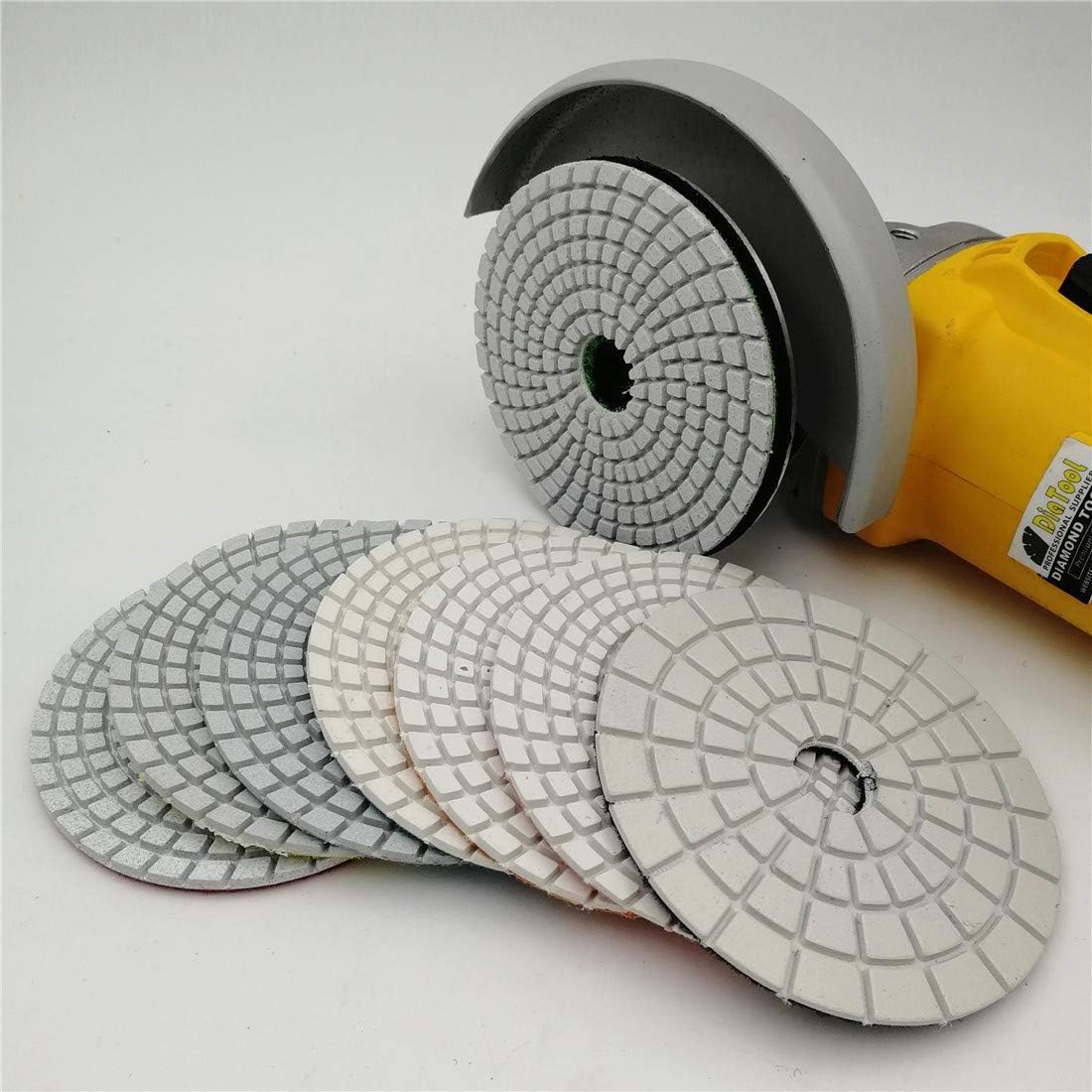 SHDIATOOL Diamond Polishing Pads Kit for Granite Marble Stone Tiles Including 7 Piece Dry Pads Plus 8 Pieces Wet Pads Plus 2 Kinds Backer