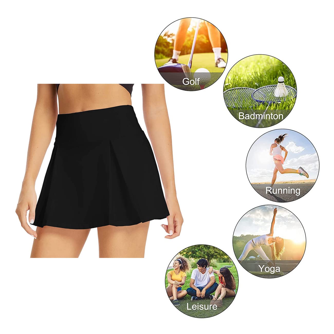 Falda Deportiva para Mujer Faldas de Tenis Cintura Alta Faldas Pantalón Skorts de Golf para Mujer 2 en 1 Skirt Short Mini Faldas Deportiva Plisadas para Correr