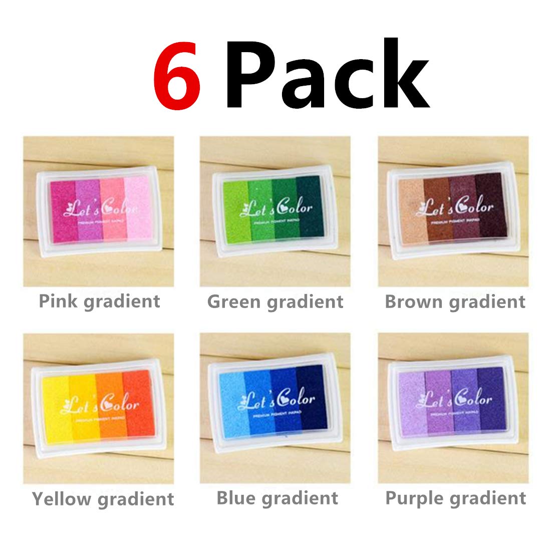 Ink Pads Rainbow Finger Child Creative DIY Rubber Stamp 24 Color Card 6 Pack (24 Color)