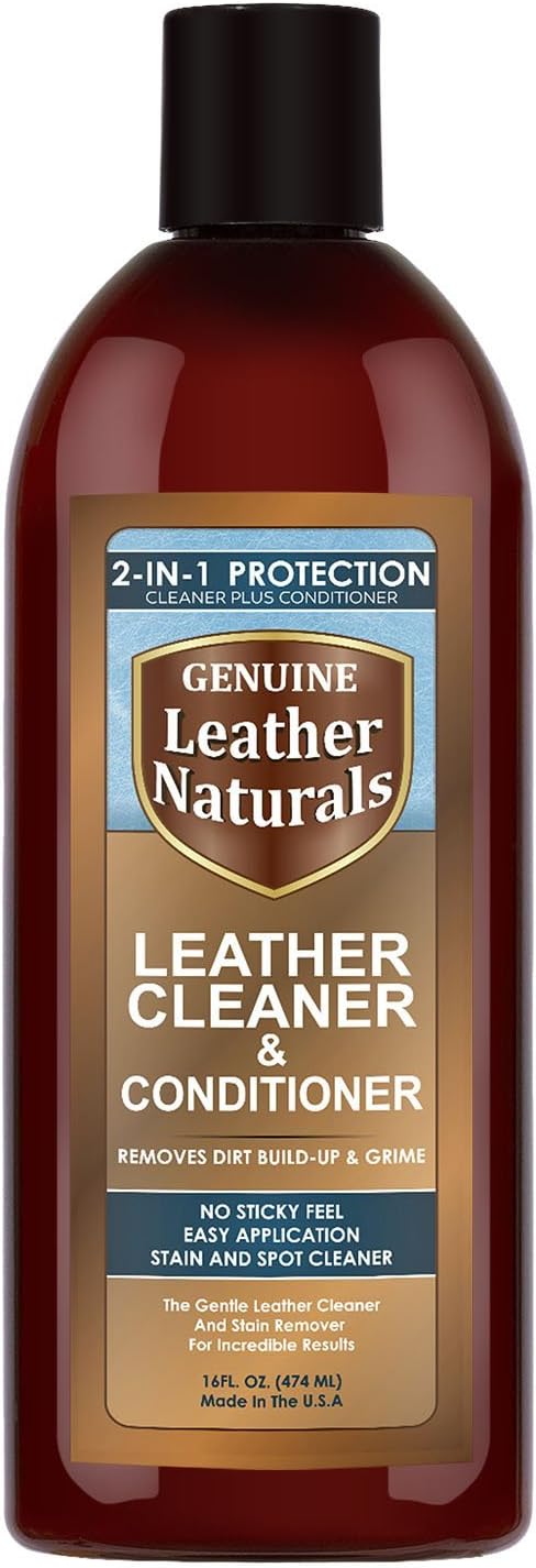 Cleaner With Conditioner - The Ultimate Leather Cleaner With Lanolin Protection - Works Best For Furniture, Purses, Car Seats, Handbags, Shoes, Sofa, Boots & Leather Apparel - No Sticky Feel