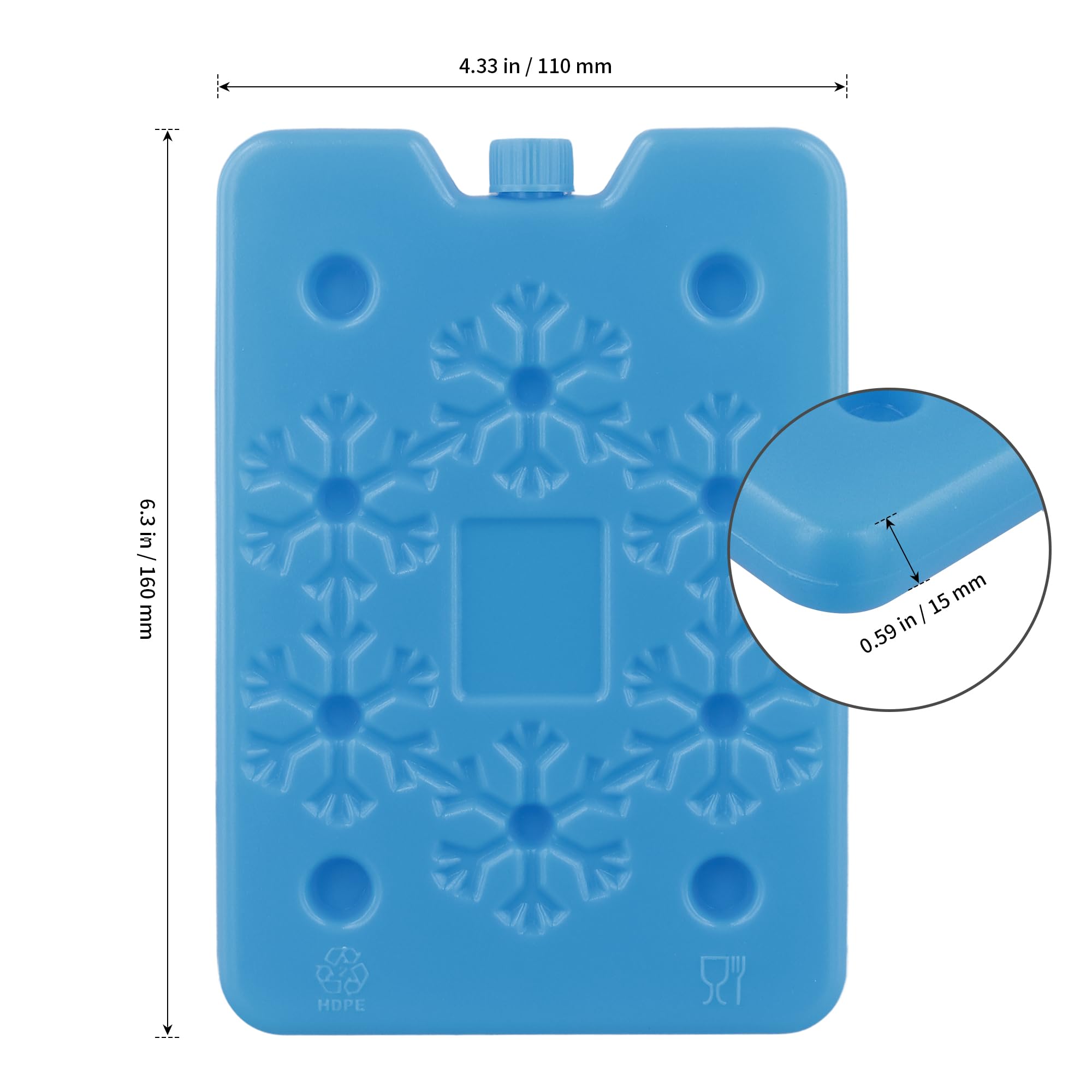 12 sztuk wkładów chłodzących 200 ml, 16 x 11 x 1,5 cm elementy chłodzące z HDPE w kolorze niebieskim, wielokrotnego użytku do torby termicznej i lunchboxu