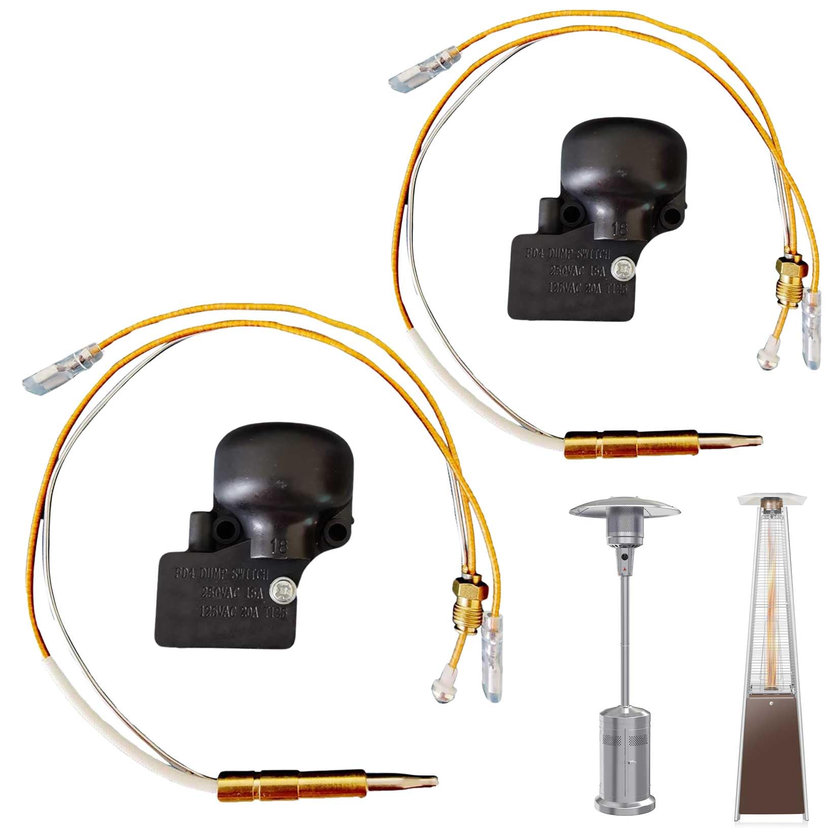 Outdoor Heater Replacement Parts Thermocouple and Anti Tilt Switch for Patio Heater, Gas Patio Heater Repair Safety Kits Thermocouple Fits for Patio Heater Outdoor Heater Accessories (2 Pack Set)