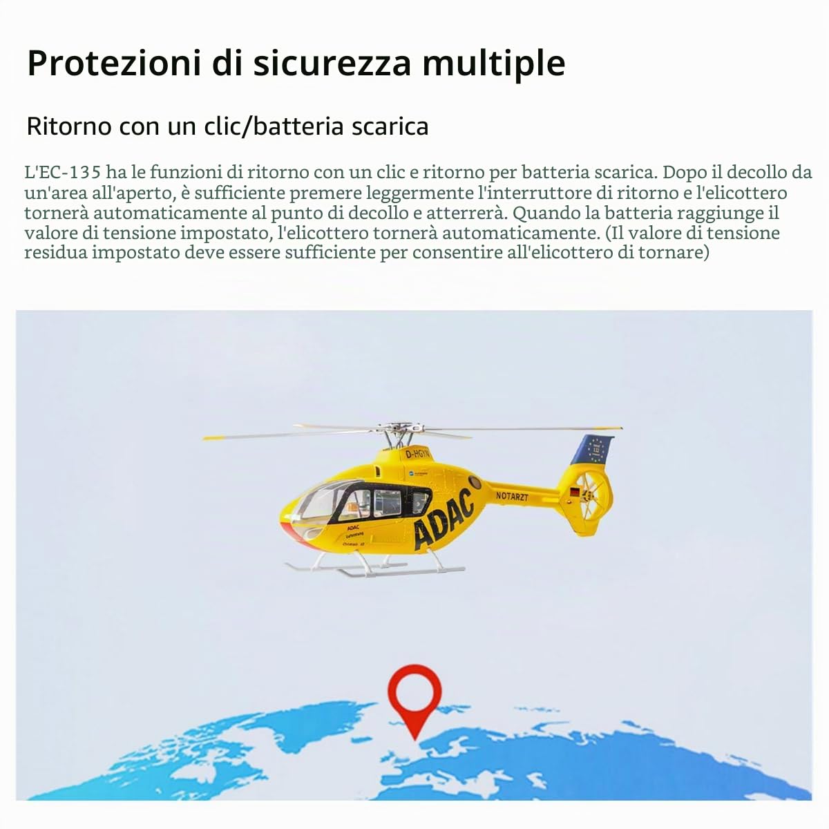 FLYWING EC135 Elicottero RC di Classe 470 - 2.4G 6CH con GPS Beidou, Controllore di Volo H1 e Motore Brushless 16V, Tempo di Volo Lungo, Drone Avanzato per Stunt 3D e Ritorno Automatico a