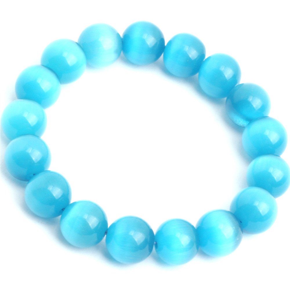 SHG Store Circle Rope 12mm Dark Sky Blue Cat Eye 7 Inch Elastic Bracelet