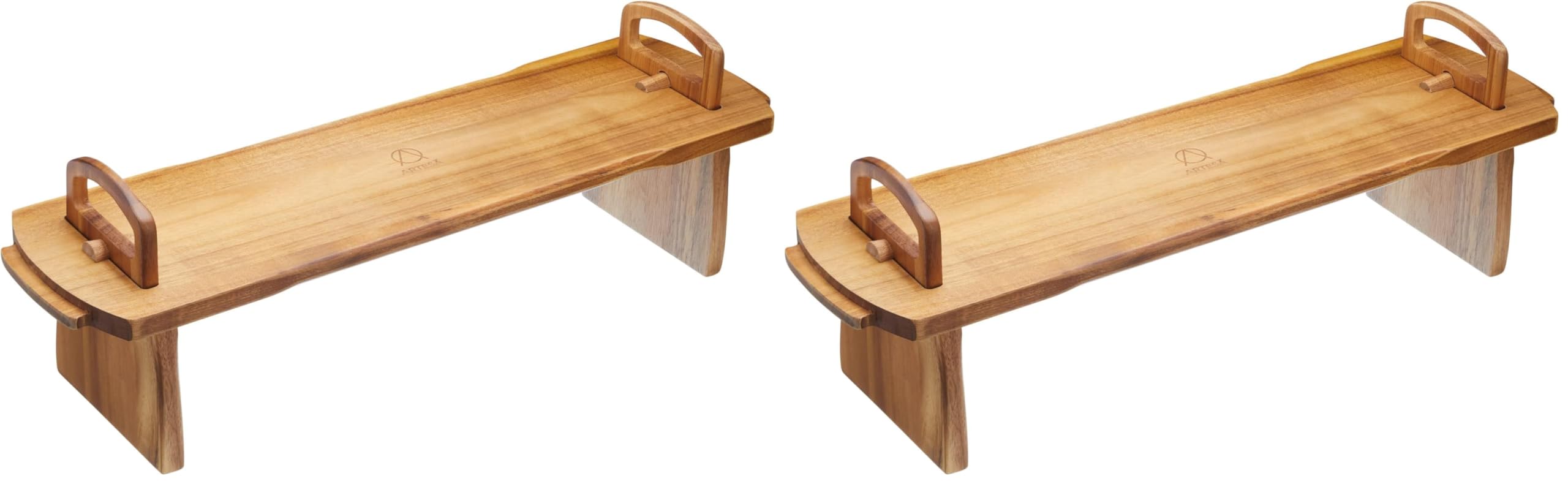 Artesa Vassoio da Portata per Aperitivi in Legno di Acacia, 52 cm x 15 cm x 17 cm - Marrone (Confezione da 2)