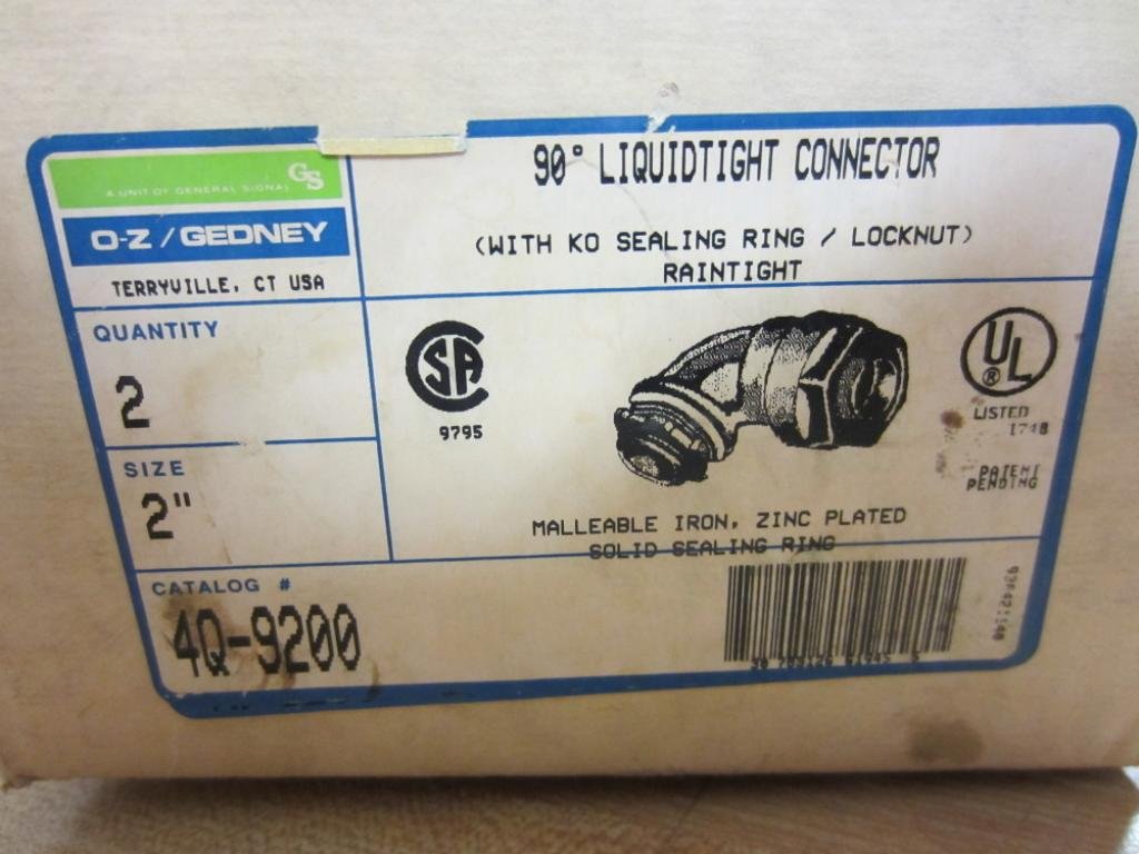 O-Z/Gedney 4Q-9200 90 Deg Liquidtight Connector 2" (Pack of 2)
