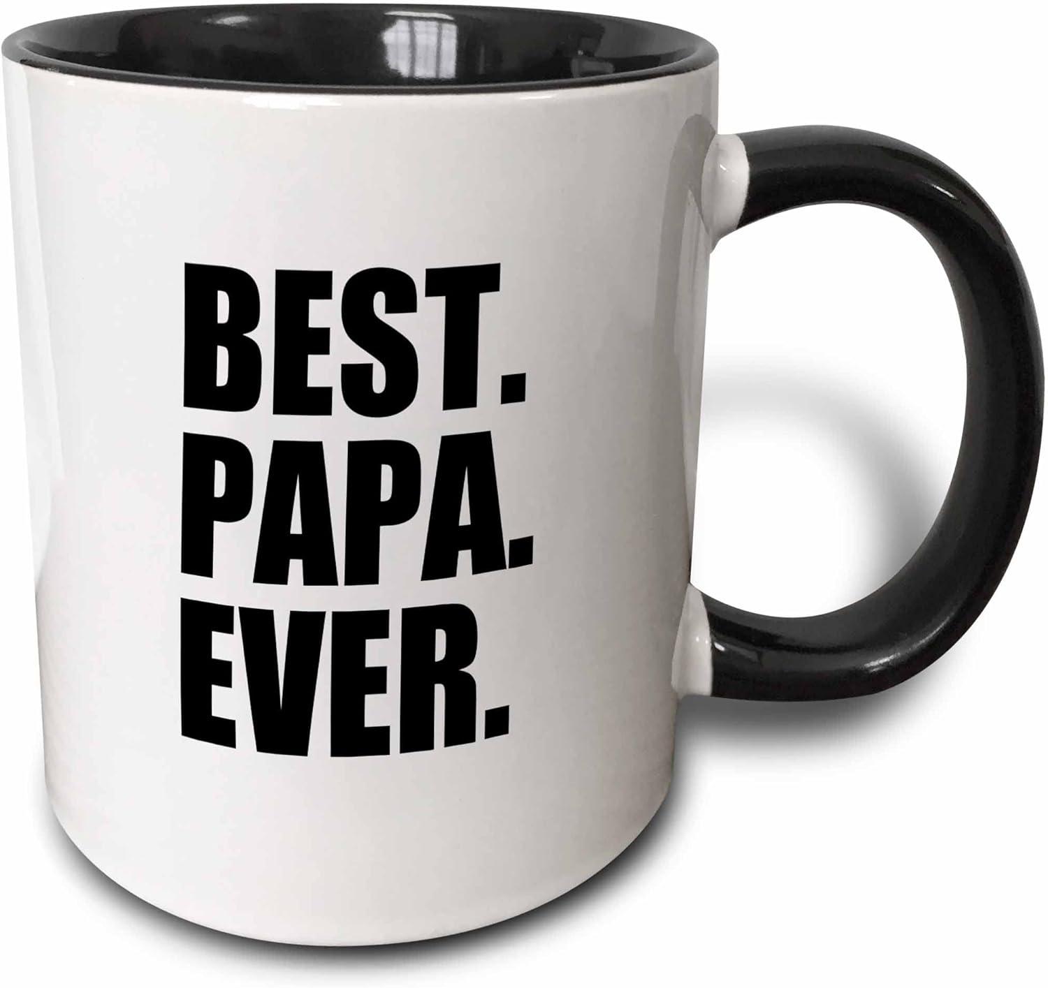 3dRose Best Papa Ever - Gifts for dads - Father nicknames - Good for Fathers day - black text 11oz Two-Tone Black Mug
